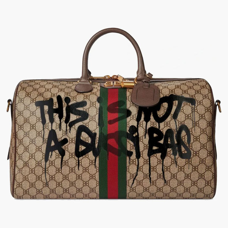 Gucci X Balenciaga The Hacker Project Graffiti Medium Duffle Bag Beige