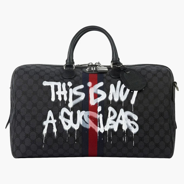 Gucci X Balenciaga The Hacker Project Graffiti Medium Duffle Bag Black