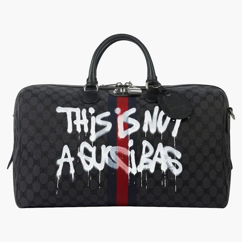 Gucci X Balenciaga The Hacker Project Graffiti Medium Duffle Bag Black