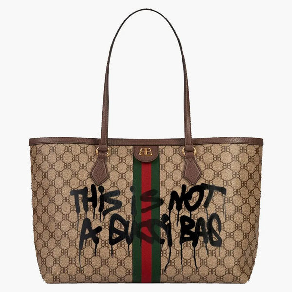 Gucci x Balenciaga The Hacker Project Graffiti Medium Tote Bag Beige