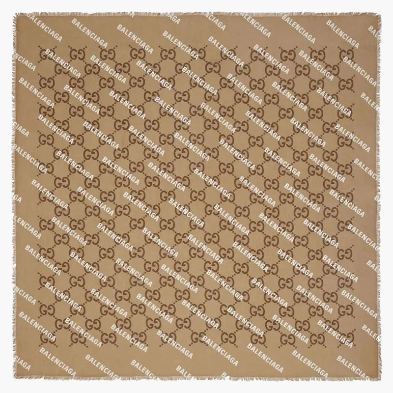 Gucci X Balenciaga the Hacker Project Maxi GG Print Silk Shawl Brown