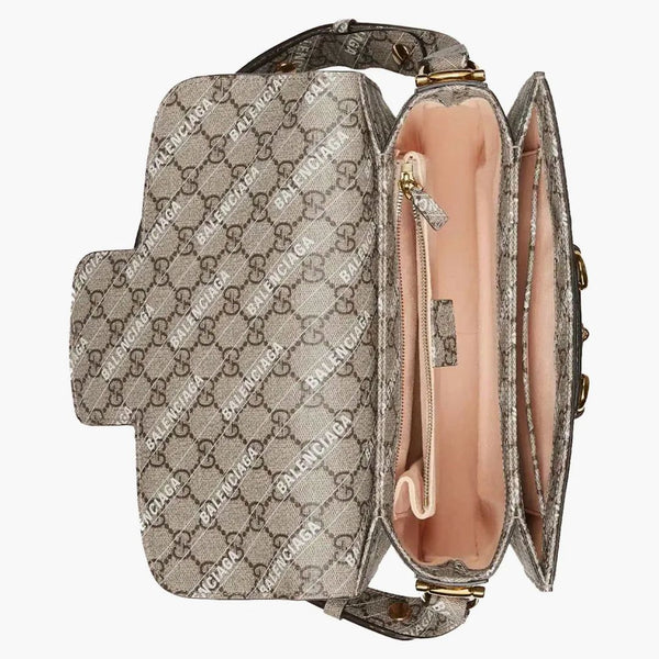 Gucci x Balenciaga Hackerprojektet Small Gucci Horsebit 1955 Beige/Ebony