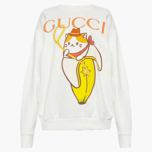 Gucci X Bananya LOGO Tryckt tröja vit vit