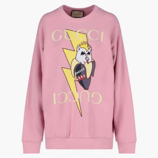 Gucci x Bananya drukowana bluza różowa