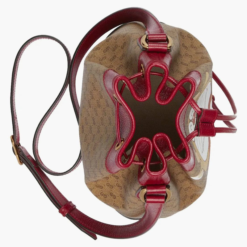 Gucci X Doraemon Bucket Bag Small Ebony/Beige