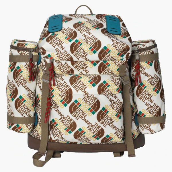 Gucci x North Face Velký batoh hnědý/bílý