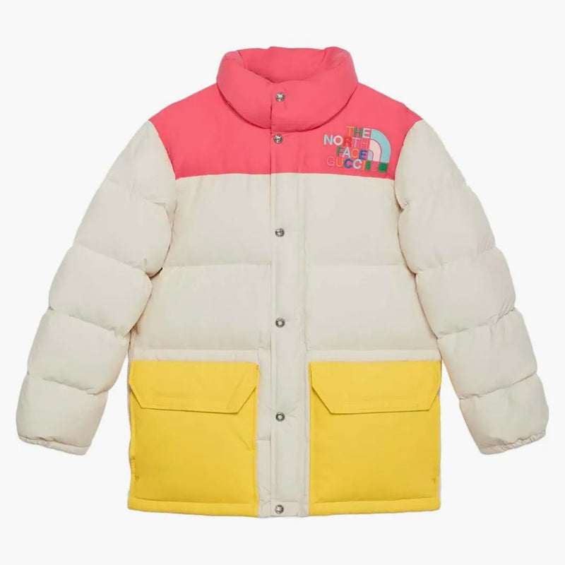 Gucci X the North Face Down Jacket Ivory/Dark Pink/Yellow