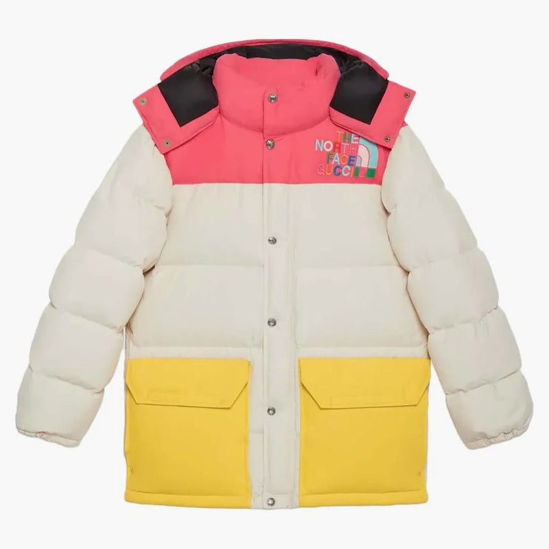 Gucci X the North Face Down Jacket Ivory/Dark Pink/Yellow