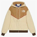 Gucci x the north face gg canvas shearling jacket beige