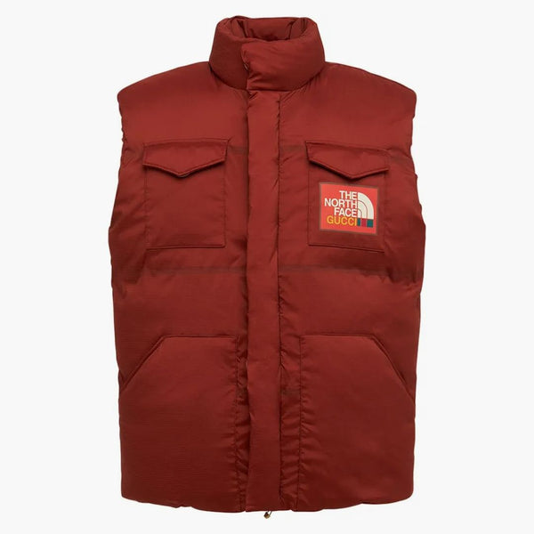 Gucci X The North Face Nylon Down Vest Brandy Brown