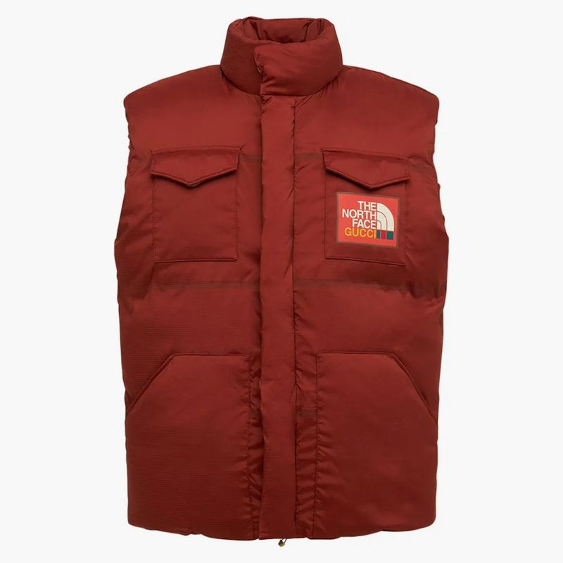 Gucci x North Face Nylon Down Vest Brandy Brown