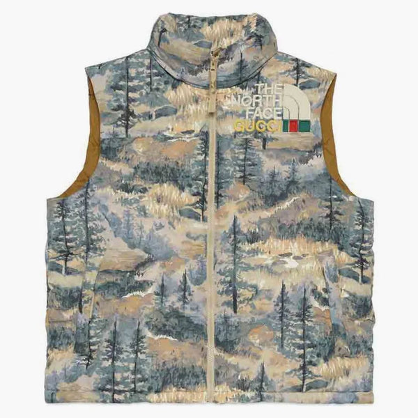 Gucci X The North Face Padded Vest Forest Print