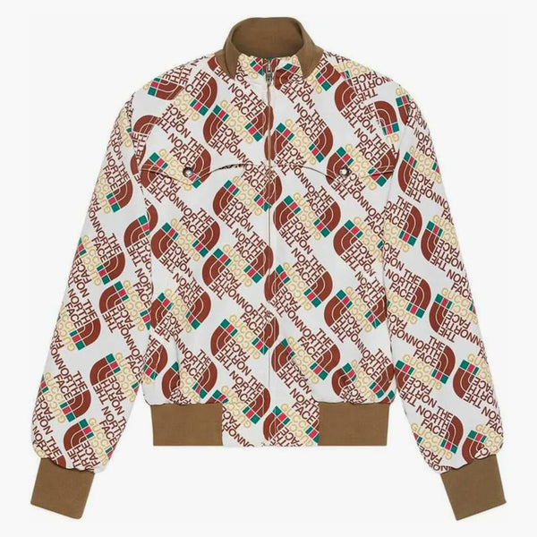 Gucci X The North Face Web Print Technical Jersey Jacket Brown/beige