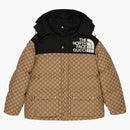 Gucci X the North Face Womens GG Padded Jacket Black Ebony Beige