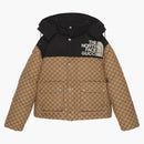 Gucci X the North Face Womens GG Padded Short Jacket Black Ebony Beige