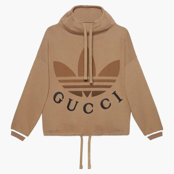 Gucci x Adidas Cotton Jersey Bluza ciemna beż