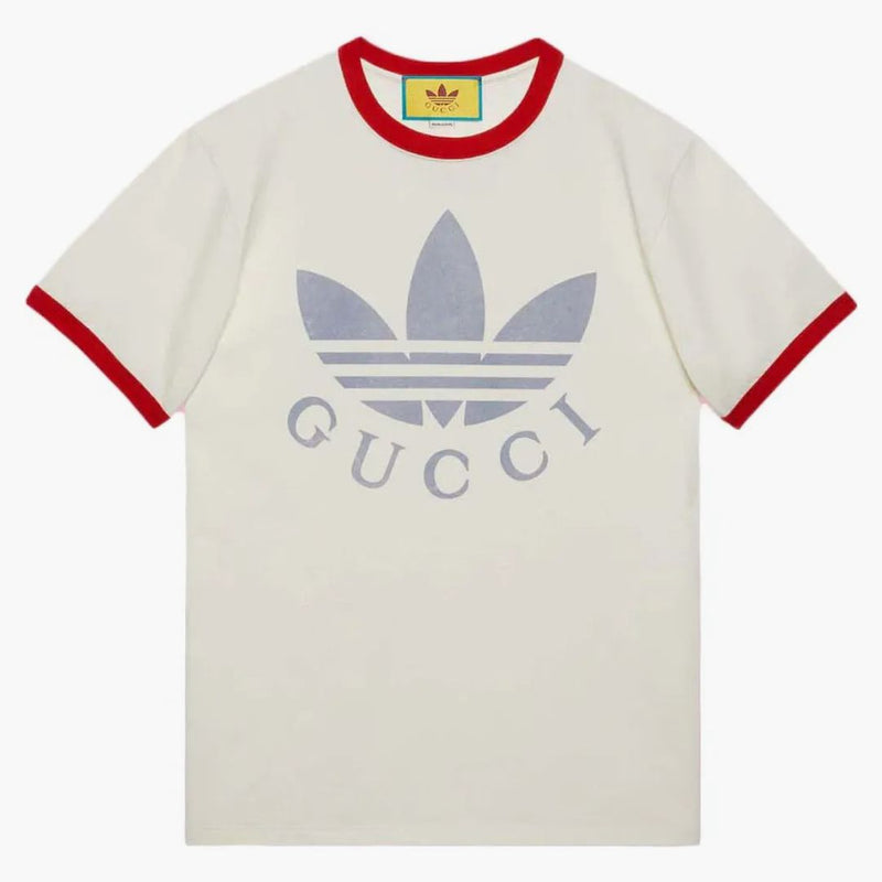 GUCCI X Adidas Cotton Jersey tričko bílé/červené