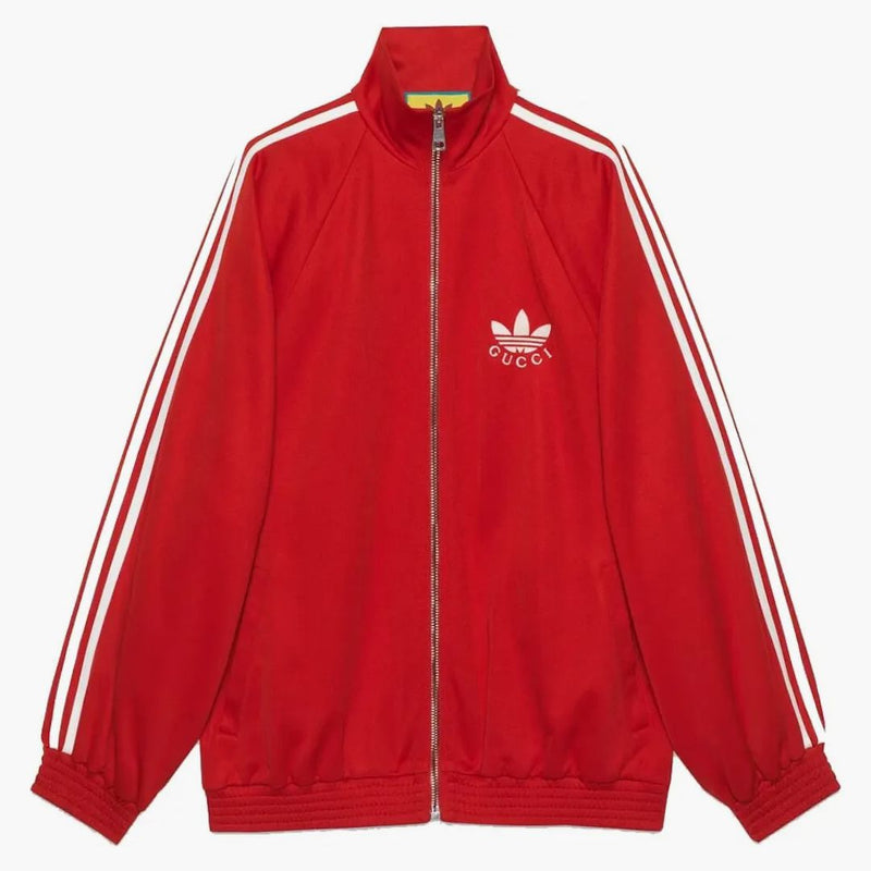 Gucci X Adidas Cotton Jersey Zip Jacket Bright Red