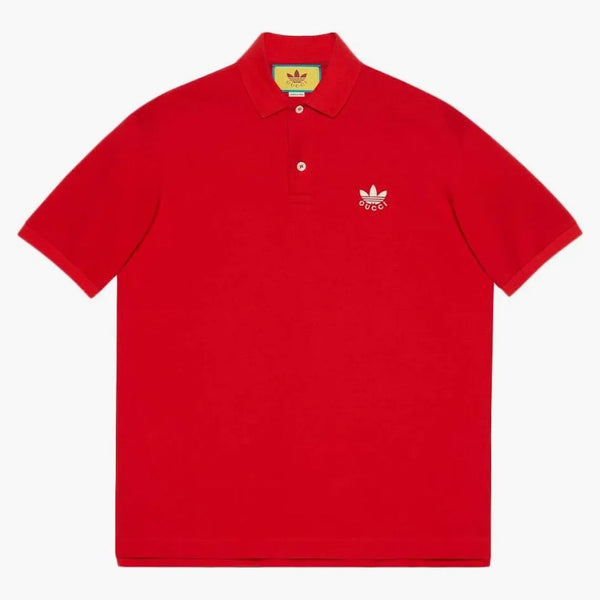 Gucci x adidas bawełniana piquet polo czerwona