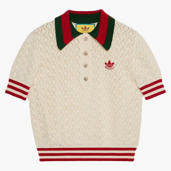 Gucci x adidas bawełniany polo biały