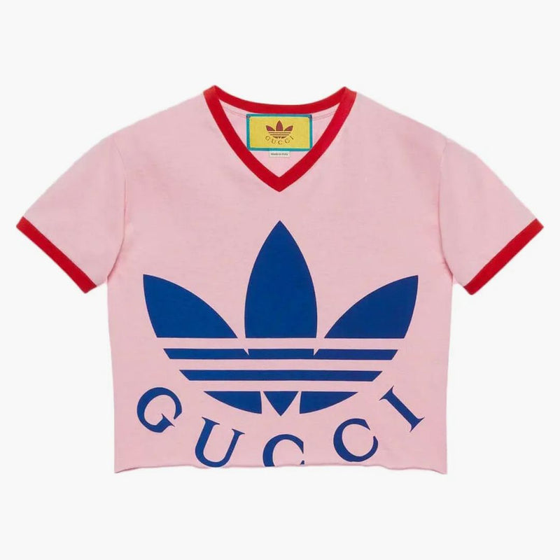 GUCCI X Adidas oříznuté tričko růžové