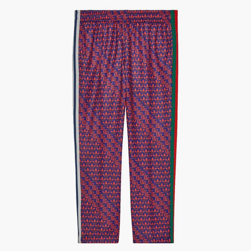 Gucci x adidas double g a treffoil tisk tepláky modré/červené