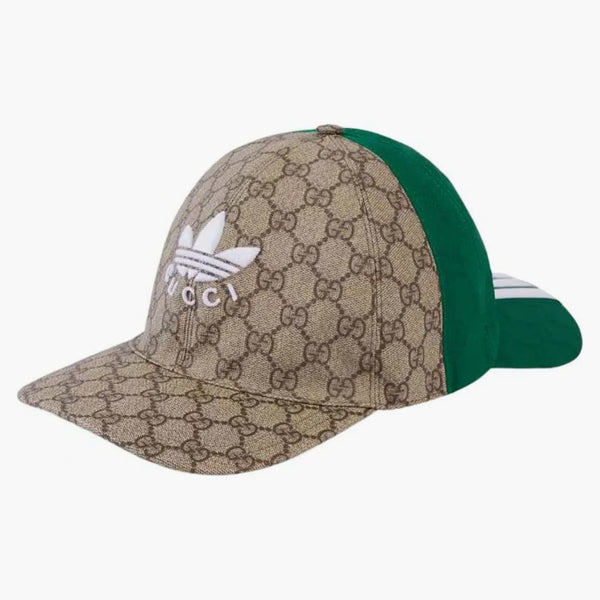 Gucci X adidas dubbelsidig baseballmössa grönt/beige