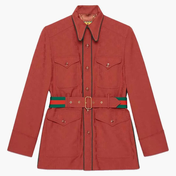 Gucci X Adidas GG Treffoil Jacquard Jacket Brick Red