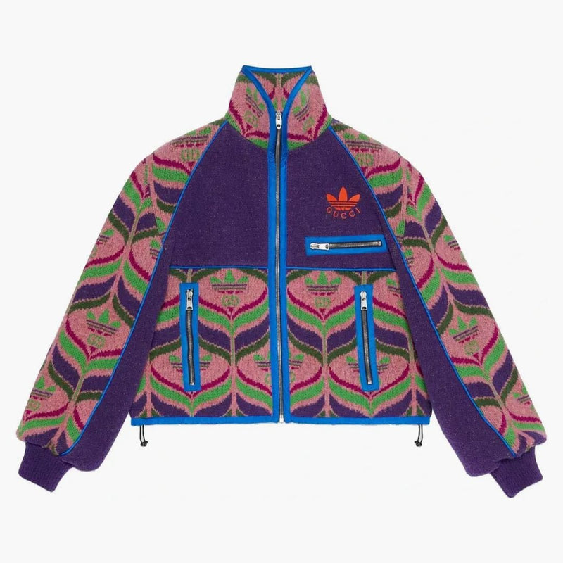 Gucci X Adidas Gg Trefoil Wool Bomber Purple/pink/blue