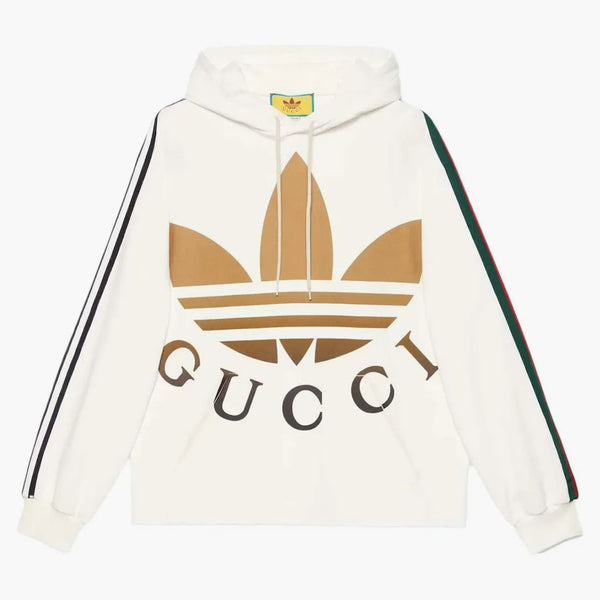 Gucci x adidas z kapturem bluza z kości słoniowej