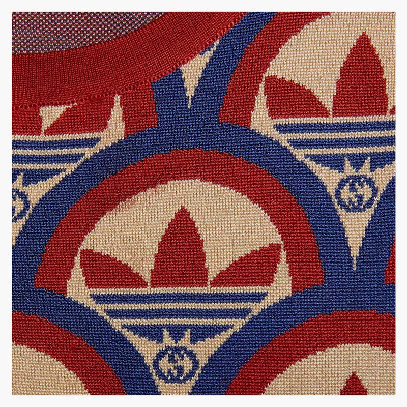 Gucci x adidas jacquard top czerwony/niebieski