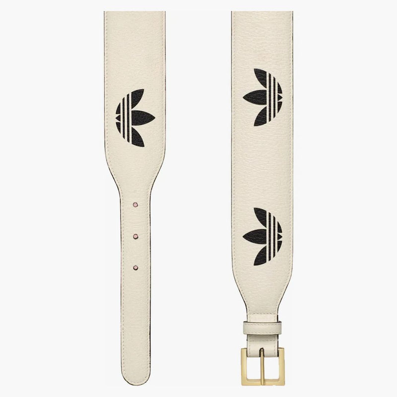 Gucci x adidas kožený koňský pás bílý