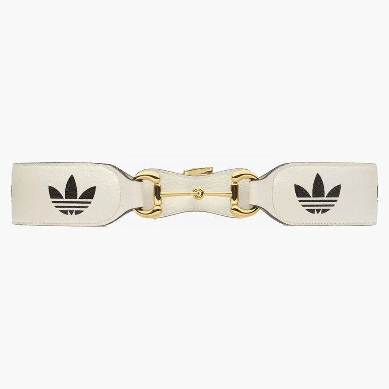Gucci x adidas kožený koňský pás bílý
