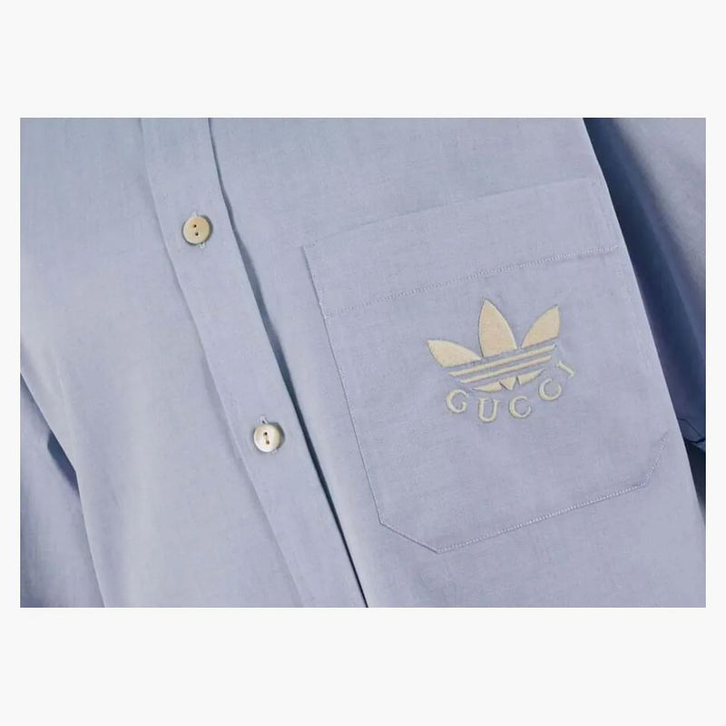 Gucci x Adidas Oxford Cotton Shirt (FW22) Jasnoniebieski