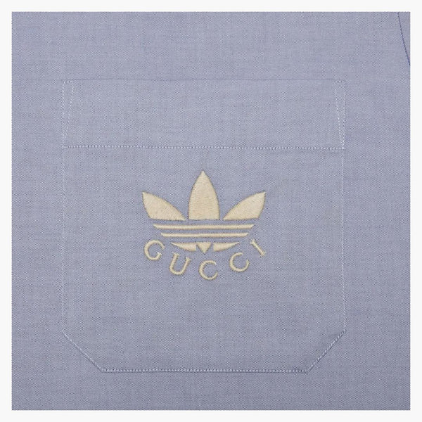 Gucci x Adidas Oxford Cotton Shirt jasnoniebieski