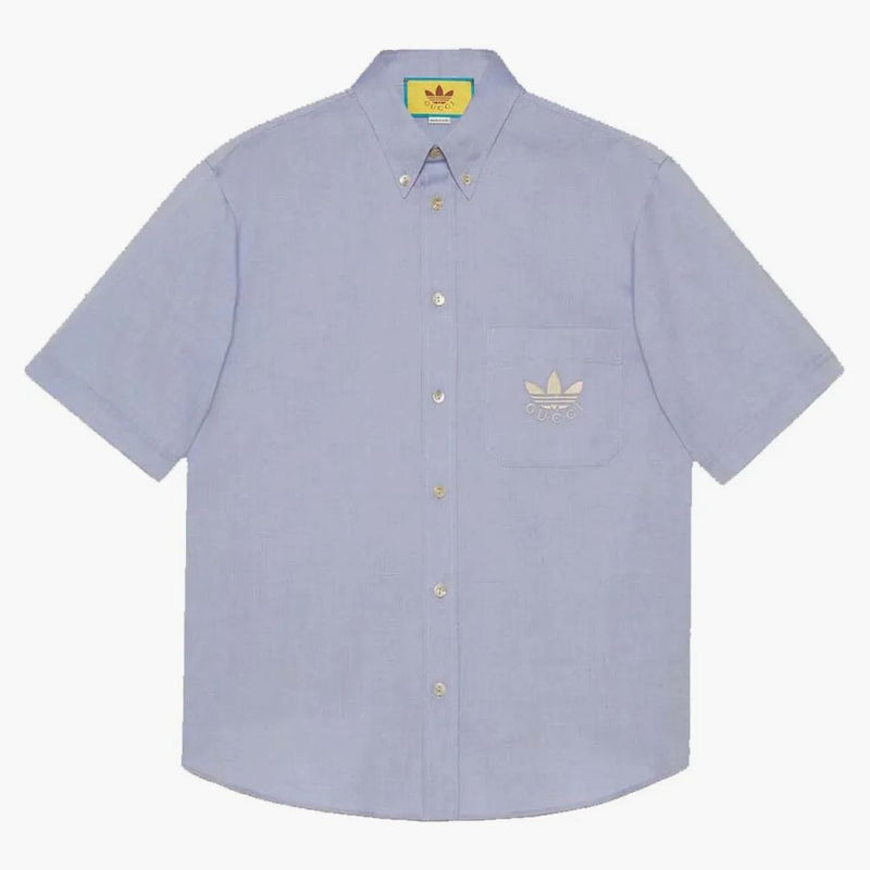 Gucci x Adidas Oxford Cotton Shirt jasnoniebieski