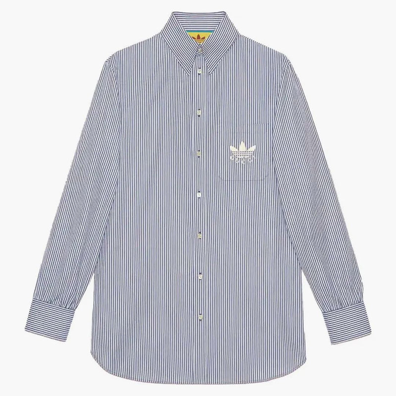 Gucci x adidas pruhovaná bavlněná košile modrá/bílá