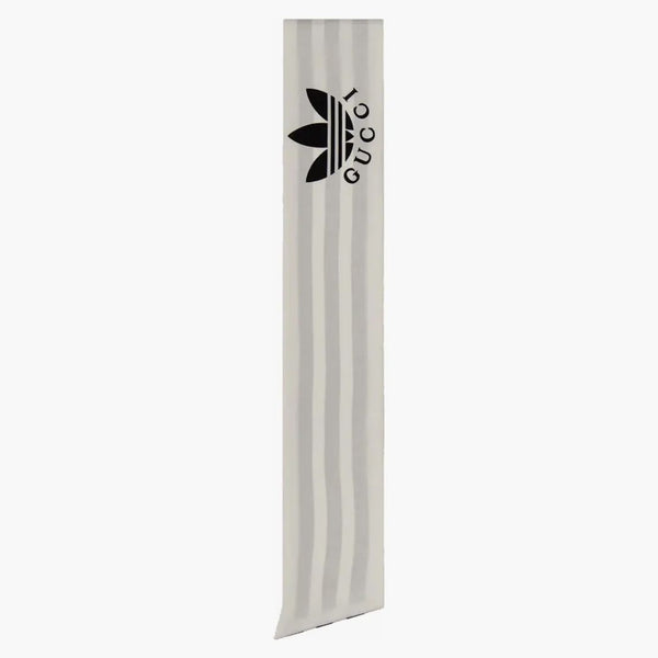 Gucci x adidas pruhovaný hedvábný krk Bow Ivory/Black