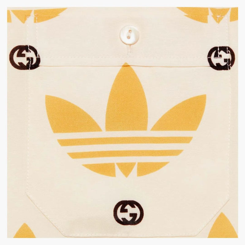 Gucci x Adidas Treffoil Print Bowling Shirt Ivory/Black