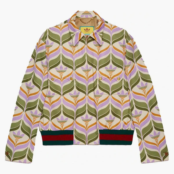 Gucci X Adidas Trefoil Print Jacket Green/ivory