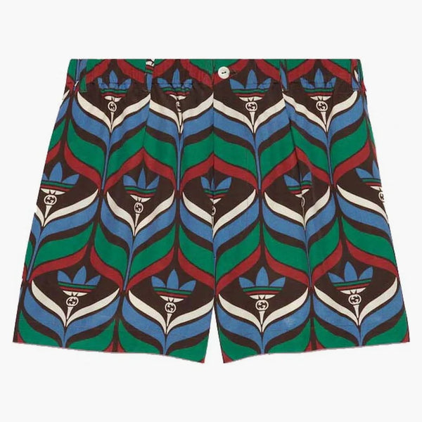 Gucci X Adidas Trefoil Print Shorts Brown/green