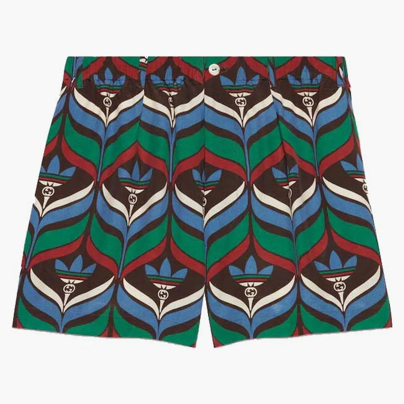 Gucci X Adidas Treffoil Print Shorts Brown/Green