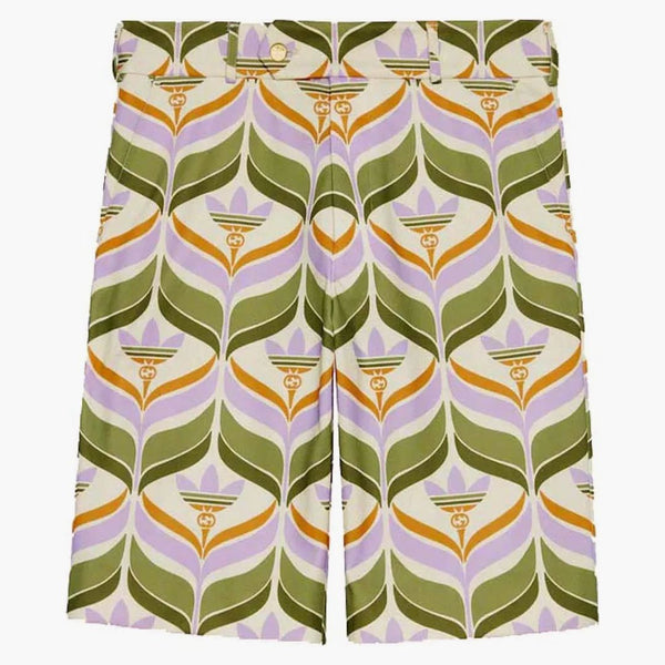 Gucci X Adidas Trefoil Print Shorts Green/ivory