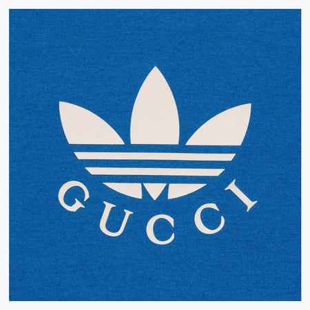 Gucci X Adidas Treffoil Print T-Shirt Blue