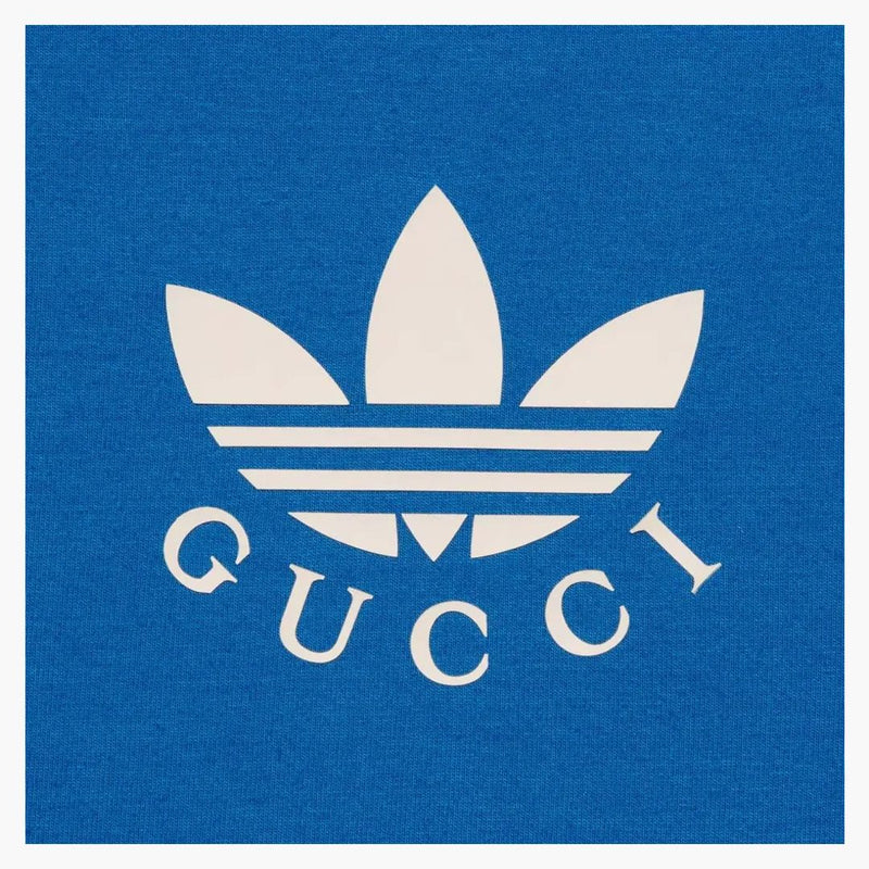 GUCCI X Adidas Treffoil Print tričko modré