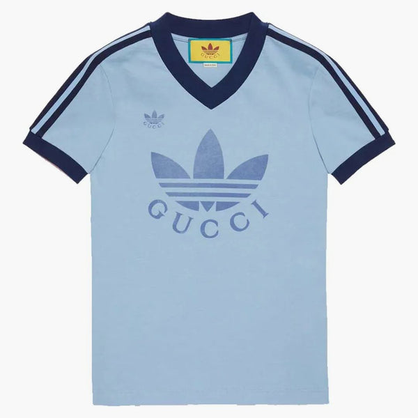 Gucci x adidas T-shirt z dekoltem jasnoniebieski