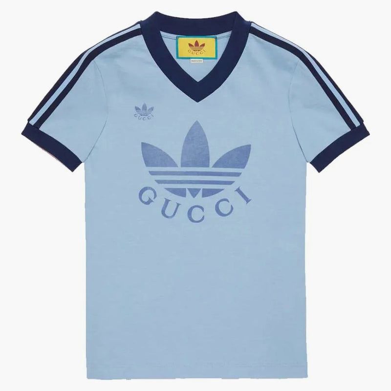 Gucci x adidas T-shirt z dekoltem jasnoniebieski