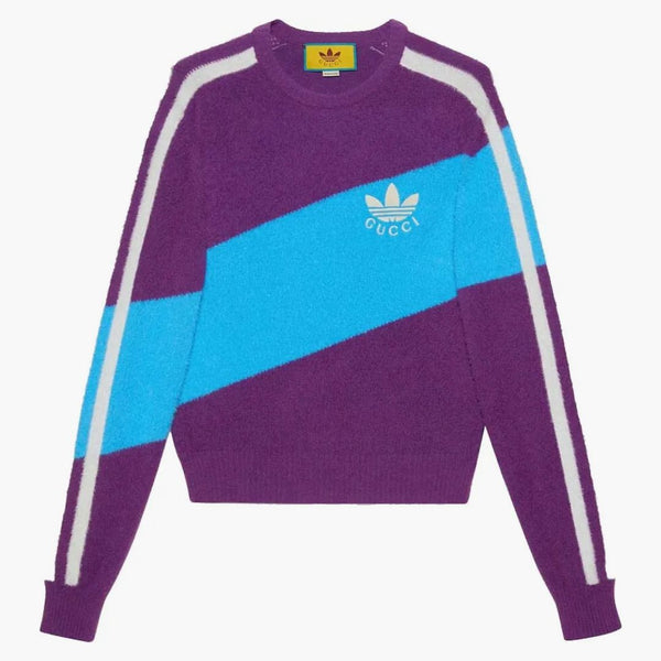 Koszula wełniana Gucci x Adidas fioletowa/jasnoniebieska