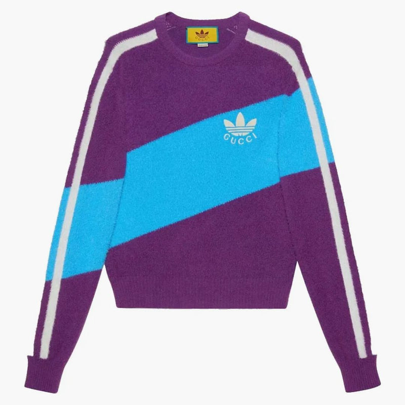 Gucci x adidas vlněná košile fialová/světle modrá