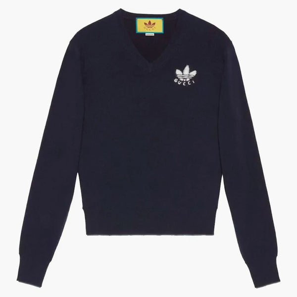 Gucci x adidas wełniany sweter granatowy